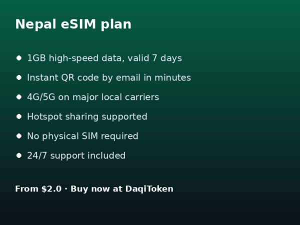 尼泊尔 eSIM - 1GB / 7 天