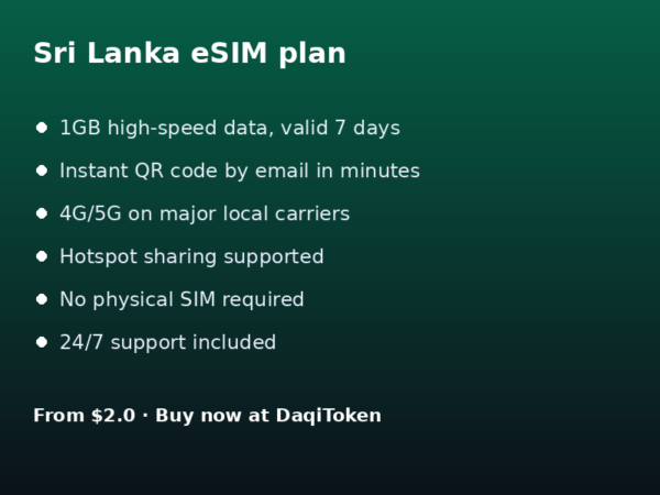 斯里兰卡 eSIM - 1GB / 7 天